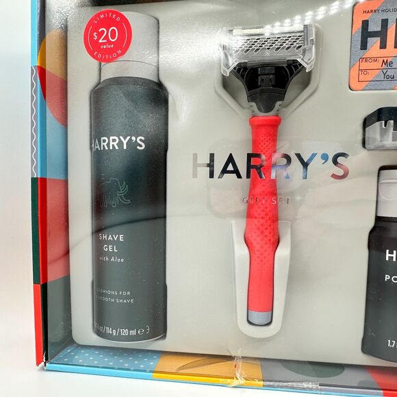 Harry’s Men’s Red Handle Razor Shave Gel Balm Gift Set New - Picture 8 of 9